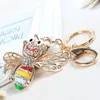 Keychains Bee Wing Move Charm Lovely Pendent Crystal Purse Pad Keyring Key Chain Accessories Gift All-Match fashionabla