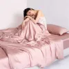 寝具セットLivesthete Luxury Pink 100 Silk Silk Bedding Set Queen King Divet Cover Cover Silky Soft Flat Sheet Case Bed Sets for Deep Sleep Z0612