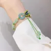 Bracelets De Charme Romantique Imitation Jade Papillon Bracelet Bohème Vert Cristal Perlé Bracelet À La Main Papillon Boucle Bracelet Pour Wo F6N7 Z0612