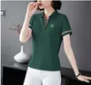 Top a maniche corte per donna 2023 new summer mom outfit T-shirt camicia POLO ricamata versatile di grandi dimensioni vestibilità ampia