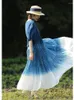 Vrijetijdsjurken Damesmode Gradiënt Blauw 23 Lente Zomer Dames Sexy Shirt Kantoorwerk Dagelijks Strandkleding Fairy Body Con-jurk