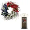 Dekorativa blommor Hemanvändning Minnesmärke med blad Holiday July Garland Red White Blue Diy Craft Independence Day Wreath för ytterdörren