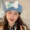 Berets version Y2K plush bone Denim women's Beret Ins cute cloud display face small fashion travel artist hat summer G220612