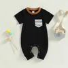 Jumpsuits Cotton jumpsuit Fashion Short sleeved summer baby clothing Striped pockets G220606