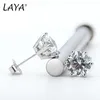 Clipe de parafuso nas costas LAYA S925 Prata Esterlina Temperamento Casamento 0,5 ct 1ct Brincos Para Mulheres Simples Boutique Jóias Finas da Moda 230609