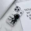 Gümüş Uzay Astronot Nasa Eggette Bear PC Sabit Kabuk Slip Seyirsiz Buzlu Hisset İPhone 14 Pro Max 13 12 11