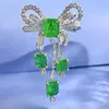 Kettingen 2023 S925 Zilveren Vlinder Broche Vrouw 10 12 Smaragd Veelzijdige Luxe Vol Diamanten Inleg