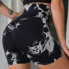 Tie Dye Summer Yoga Seamless High midja Hip Enhancement Fitness Camo Shorts Gym Women's Sports Tight Hateble Pants P230606