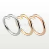 Pierścienie zespołowe luksusowy projektant Titanium stal Rose Gold Love Pierścień dla kobiet luksusowe cyrkonowe pierścionki zaręczynowe mężczyzn Prezenty biżuterii