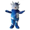 Traje de mascote de vaca azul de alta qualidade carnaval unissex roupa para adultos tamanho adulto festa de aniversário de natal ao ar livre vestir adereços de fantasia