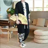 Abbigliamento etnico Vintage Cinese Uomo Estate Sottile Kimono Camicia Pantaloni 2 Pezzi Cardigan Abito Tang Retro Abito Giapponese Set Casual