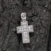 Naszyjniki wiszące 2023 Unikalny duży krzyż cyrkon lodowany Bling Naszyjnik Mirco Pave Praint Rock Rapper Fashion Hip Hop Jewelry BP240