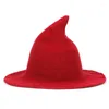 Berety Wysokiej jakości kolczaste czarownica kapelusz składana czapka Kobiety Zimowe grube wełniane czapki dzianinowe kolce na zewnątrz wiadra czapki 2023