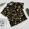 Men's Casual Shirts Gold Polka Dot Spots Print Vacation Shirt Summer Fashion Blouses Male Pattern 3XL 4XL