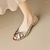 Sandals 2023 Summer Women Open Toe Chunky Heel Split Leather High Heels Narrow Band Shoes Handmade For