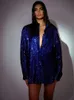 Shirts Glitter Button Up Shirt Women Party Dress Sexy Sequins Party Club Loose Female Shirts 2022 Fashion Street Sparkle Tops Blouses