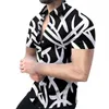 2022 Summer New Men's Casual Crown Print fragmenterad kortärmad skjorta Top Trendy Menqcpi