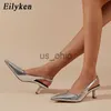 Sandals Eilyken Gold Silver Thin Low heels Women Pumps Fashion Gladiator Sandals Slingbacks Party Pointed Toe Prom Shoes J230612