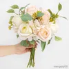 Fleurs séchées belles grandes Roses artificielles pour Bouquet de mariage décoration de la maison Rose soie grande fausse tête en plastique de luxe