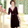 Casual Dresses 2023 Spring Long-Sleeve Gold Velvet Dress Long Plus Size Middle-Aged Women's Big Swing Pullover 5xl