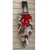 Decorative Flowers The Cordless Prelit Red And White Holiday Trim Artificial Christmas Wreath Home Front Door Restaurant Decoration