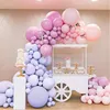 Parti Dekorasyonu 133pcs Gül Pembe Balon Macaron Çelenk Set Zincir Süsleme