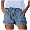 Jeans de perna feminina de verão estilo quebrado curto comprimento cintura alta ajuste fino shorts P230606