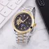 Luxury Business Mens Watches Top Brand zegar zegarowy Zespół ze stali nierdzewnej Mechaniczny automatyczny ruch Księżyc Faza Faza Wheel Foreel For Men Prezent Dnia Ojca