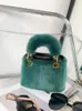 Sacs de soirée sac à main petit sac carré femme épaule fête main mode peluche véritable fourrure