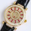 Ladies high-quality diamond watch imported movement all crystal diamond dial imported cowhide strap Noble and elegant sapphire mirror perfect reproduction