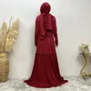 Vêtements ethniques 2pcs Femmes Musulmanes Robe Hijab Modeste Abaya Eid Ramadan Islamique Khimar Jilbab Dubaï Turquie Robe Jalabiya Caftan Abayas