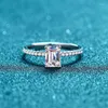 Cluster Rings Onelaugh Real 1 D Color Radiant Cut Moissanite Wedding For Women 925 Silver Emerald Diamond Promise Jewelry Ring