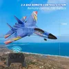 Aeronave Elétrica/RC SU27 Espuma Controle Remoto Avião 2.4G Rádio Planador Fighter LED Luz de Navegação Noturna Modelo de Avião Brinquedo Presente de Aniversário para Crianças 230612