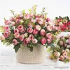 Gedroogde bloemen Boekethoofden Kunstmatige Rose Tea Flower Silk Fake flores voor DIY Home Garden Wedding Decoration