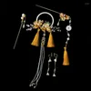 Hair Clips Vintage Hanfu Stick Chinese Classic Crystal Bead Hairpins Flowers With Tassel Headwear Wedding Accessories