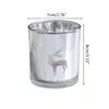 Candle Holders Romantic Glass Holder Jar Tealight Christmas Reindeer Pattern Tea Light Cylinder Silver Birthday Gifts