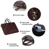 Briefcases Lightweight Coffee Genuine Leather A4 14'' Laptop Bag For 15.4'' Macbook Pro Women Men Briefcase Portfolio