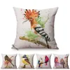 Pillow Bird Style Nordic Splatter Art Print Home Decor Pillows Case Woodpecker Titmouse Fairy Sparrow Cotton Linen Sofa Cover