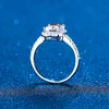 Solitaire Ring Sertifikalı Radyant Kesim Nişan Yüzüğü 1CT 2CT Renksiz VVS Elmas Teklif Yüzükleri Sterling Gümüş Weddig Band Hediyeleri 230609