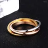 Alianças de casamento anel sinuoso para casal simples liso banhado a ouro acessórios de dedo de aço inoxidável presentes para amantes moda jóias KBR182