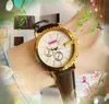 Big Two Eyes Cadran pile à quartz Montre Femmes Hommes Bracelet en cuir Horloge automatique date populaire Européen Américain verre saphir miroir gros cadeaux masculins montre-bracelet