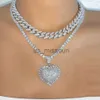 قلادات قلادة 2021 Iced Out Bling Women Jewelry Micro Pave 5A Cz Zirconia Zirconia Big Heart Pendant Tennis Necklace J230612
