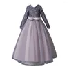 Girl Dresses 2023 Summer European Style High End Dance Shiny Sequins 4-12 Year Old Clothing Long Sleeve Children's Party Dress