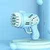 summer games Upgrade 23-hole Kids Gatling Bubble Gun Charging Electric Rocket Launcher Wedding Bubble Machine Soap Water Children Bath Toys gift