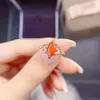 Cluster Rings Orange Opal Sterling 925 Silver Natural Gemstone Women Lady Wedding Engagment Party Gift Box