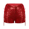 Grande taille paillettes taille haute Sexy bandoulière Shorts creux sport ample été pantalons de course vêtements pour femmes P230606