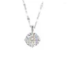 Kedjor Glänsande urval S925 Sterling Silver Two- Classic Four-Jaw Moissanite Diamond Necklace