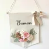 Festdekoration anpassat namn födelsedagsblommor buntings mjuk filt handgjorda blommor tecken säckväv shabby chic canvas banners