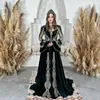 Hunter Green Velvet Turkey Kaftan Evening Occasion Dresses Tassel Beaded Applique Afghan Dubai Long Sleeve Prom Occasion Gown