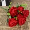 Flores secas cabeza de flor barata simulación peonía filigrana ramo de rosas retro nupcial falso hogar DIY Navidad boda diciembre